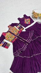 Varnika Pure Cotton Gamthi Work Lehenga Choli with Long Koti Set