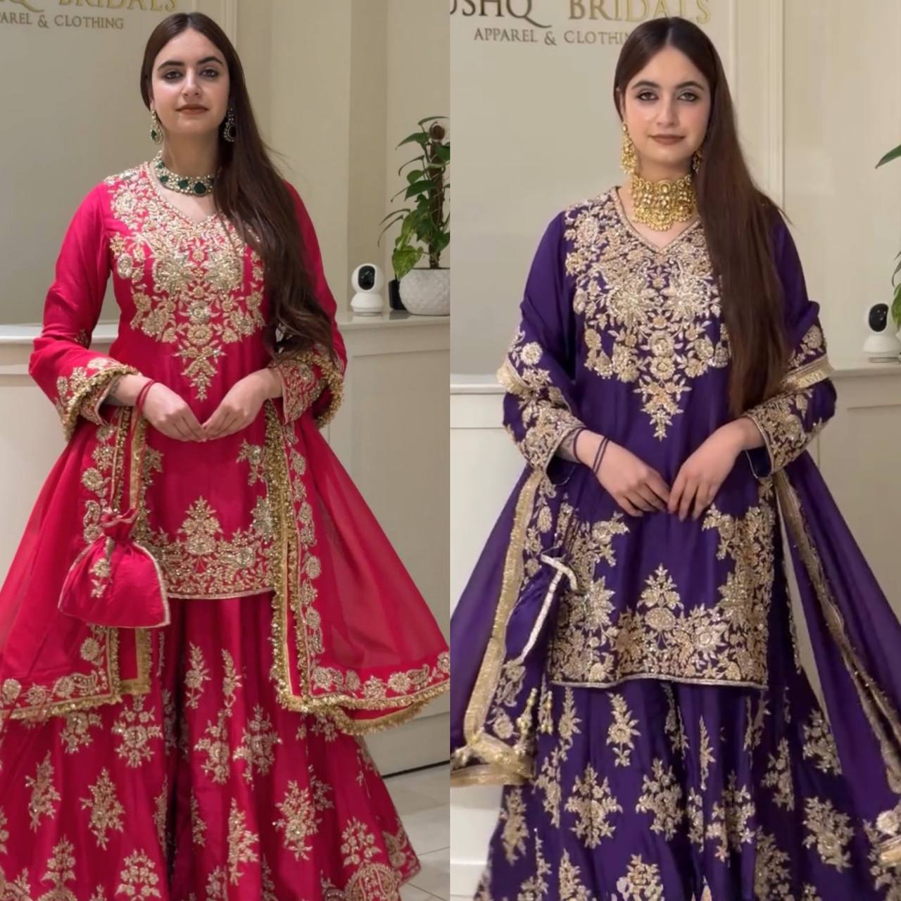Vaishali Chinon Silk Thread & Sequence Embroidered Kurti with Palazzo & Dupatta Set