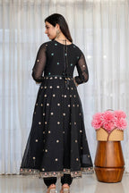 Eshvika Faux Blooming Anarkali Suit Set with Zari Sequin Embroidery and Heavy Moti Lace Work