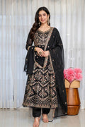 Eshvika Faux Blooming Anarkali Suit Set with Zari Sequin Embroidery and Heavy Moti Lace Work