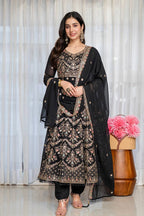Eshvika Faux Blooming Anarkali Suit Set with Zari Sequin Embroidery and Heavy Moti Lace Work