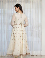 Eshvika Faux Blooming Anarkali Suit Set with Zari Sequin Embroidery and Heavy Moti Lace Work