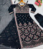Eshvika Faux Blooming Anarkali Suit Set with Zari Sequin Embroidery and Heavy Moti Lace Work