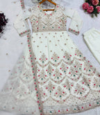 Eshvika Faux Blooming Anarkali Suit Set with Zari Sequin Embroidery and Heavy Moti Lace Work