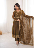Premium Designer Faux Georgette Anarkali Suit with Embroidered Dupatta