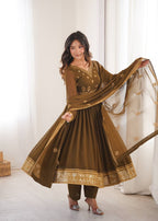 Premium Designer Faux Georgette Anarkali Suit with Embroidered Dupatta