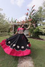 Raas Kamal Designer Roman Fabric Navratri Lehenga Choli with Lotus Gota, Mirror Lace & Kutchi Gamthi Embroidery