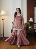 Party Wear Fendy Silk Sharara with Real Mirror Embellishment