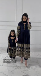 Elara Mom & Daughter Heavy Faux Georgette Embroidered Gown Set with Pant & Dupatta