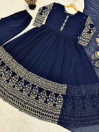 Elara Mom & Daughter Heavy Faux Georgette Embroidered Gown Set with Pant & Dupatta