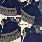 Elara Mom & Daughter Heavy Faux Georgette Embroidered Gown Set with Pant & Dupatta