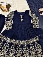 Elara Mom & Daughter Heavy Faux Georgette Embroidered Gown Set with Pant & Dupatta