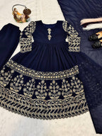 Elara Mom & Daughter Heavy Faux Georgette Embroidered Gown Set with Pant & Dupatta