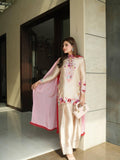 Designer Satin Embroidered Kurti with Farshi Salwaar & Dupatta