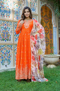 Designer Georgette Gown with Thread & Sequin Work Dupatta
