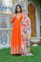 Designer Georgette Gown with Thread & Sequin Work Dupatta