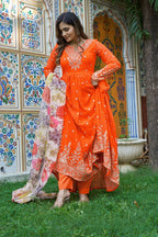 Designer Georgette Gown with Thread & Sequin Work Dupatta