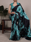 Aaradhya Satin Silk Floral Print Saree with Stitched Banglory Blouse