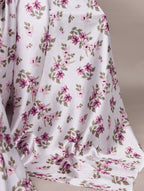 Aaradhya Satin Silk Floral Print Saree with Stitched Banglory Blouse