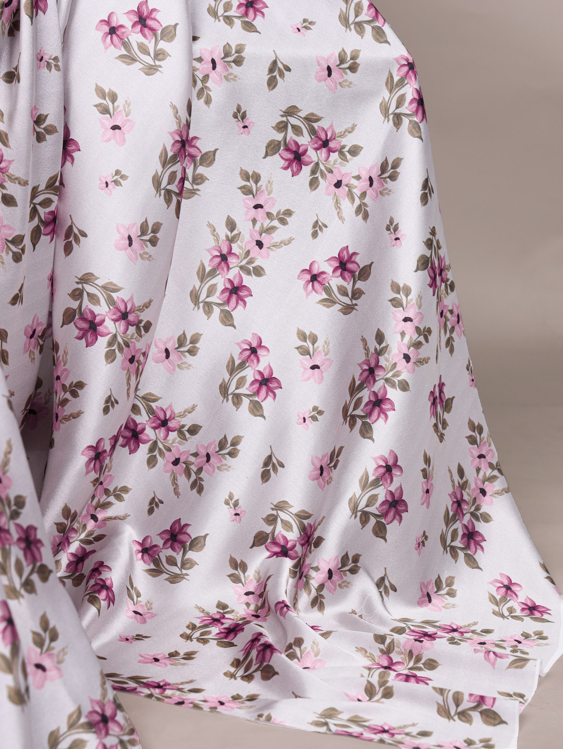 Aaradhya Satin Silk Floral Print Saree with Stitched Banglory Blouse