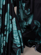 Aaradhya Satin Silk Floral Print Saree with Stitched Banglory Blouse