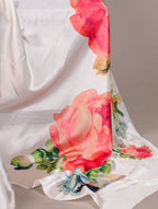 Aaradhya Satin Silk Floral Print Saree with Stitched Banglory Blouse