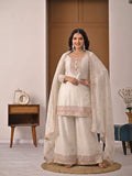 Myra Heavy Crunchy Silk Embroidered Kurti Palazzo with Dupatta Set