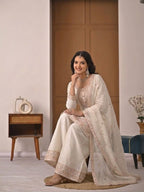Myra Heavy Crunchy Silk Embroidered Kurti Palazzo with Dupatta Set