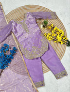 Aadhvika GMY Silk Sequins Embroidered Palazzo Suit with Dupatta