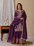 Zehvika Royale Heavy Chinon Silk Coding Sequence Embroidered Sharara Suit Set with Dupatta