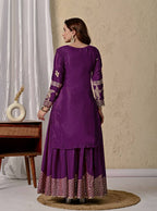 Zehvika Royale Heavy Chinon Silk Coding Sequence Embroidered Sharara Suit Set with Dupatta
