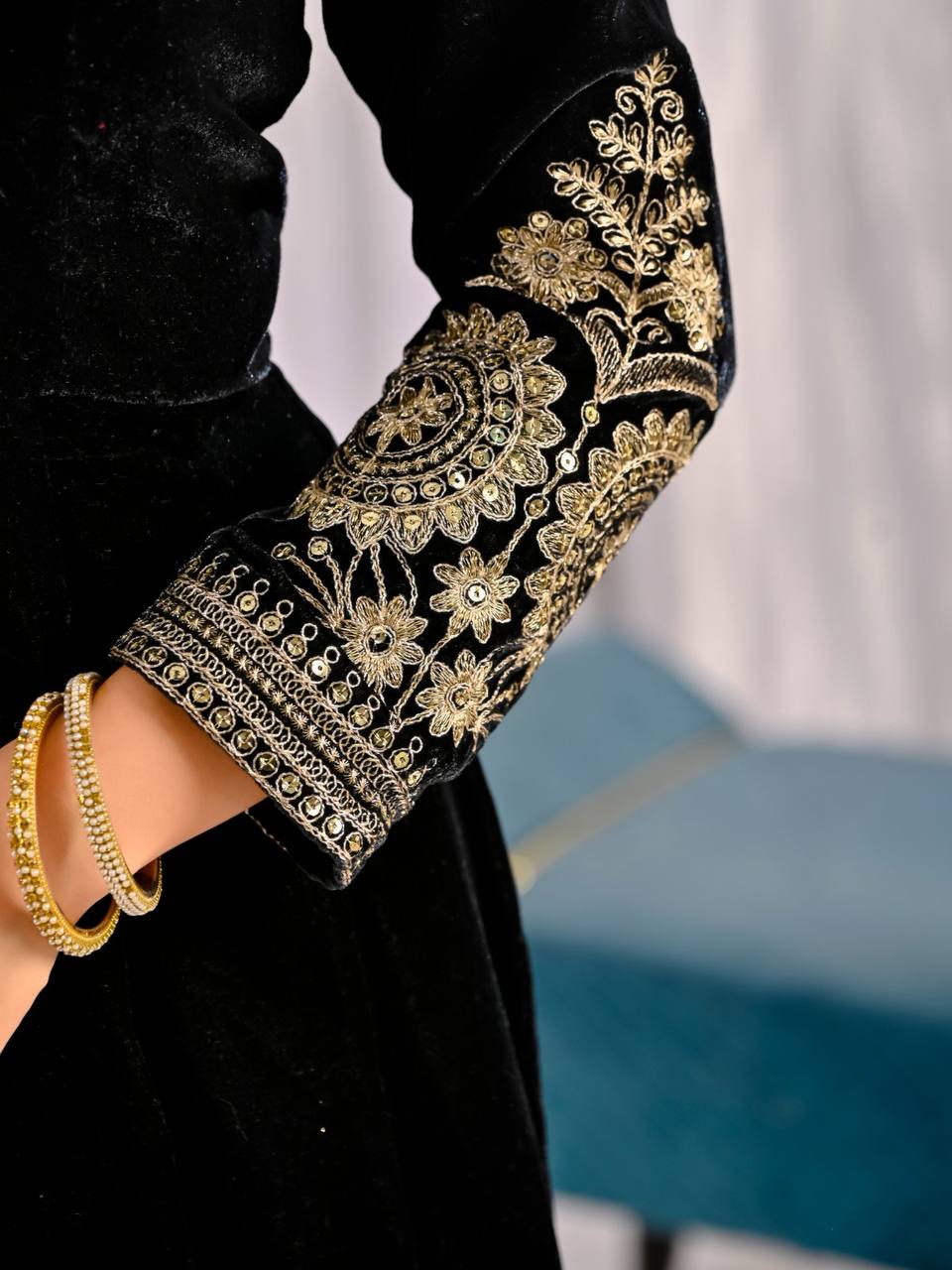 Mahzara Heavy Velvet Embroidered Anarkali Suit with Sequin Net Dupatta