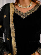 Mahzara Heavy Velvet Embroidered Anarkali Suit with Sequin Net Dupatta