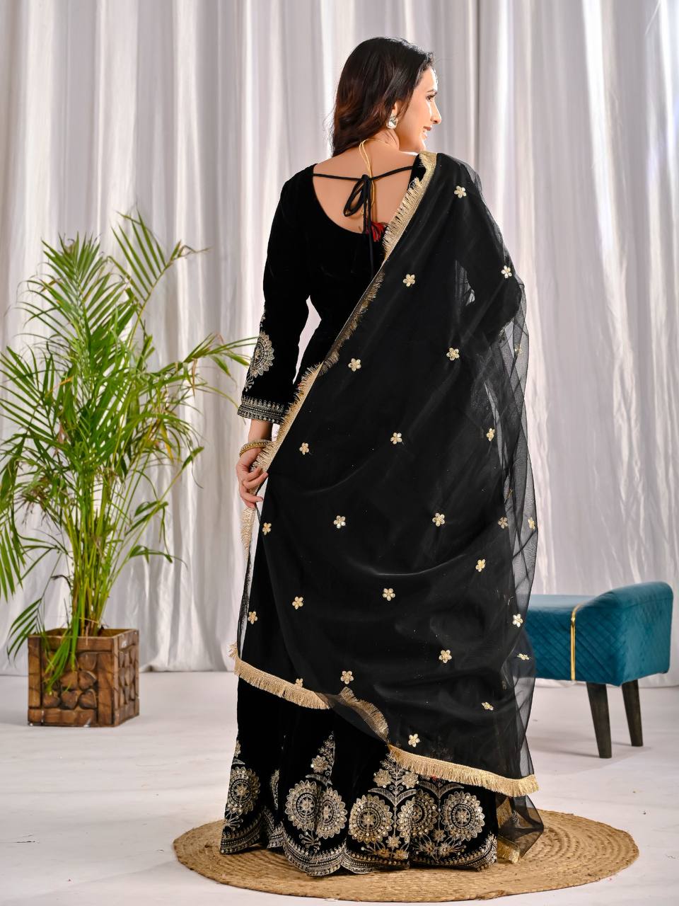 Mahzara Heavy Velvet Embroidered Anarkali Suit with Sequin Net Dupatta