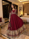 Afsana Étoile Designer Heavy Georgette Sequins Embroidered Anarkali Gown Set with 4 Meter Flair and Embroidered Dupatta