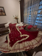 Afsana Étoile Designer Heavy Georgette Sequins Embroidered Anarkali Gown Set with 4 Meter Flair and Embroidered Dupatta