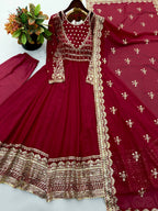Afsana Étoile Designer Heavy Georgette Sequins Embroidered Anarkali Gown Set with 4 Meter Flair and Embroidered Dupatta