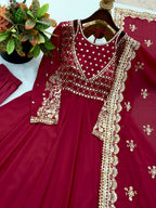Afsana Étoile Designer Heavy Georgette Sequins Embroidered Anarkali Gown Set with 4 Meter Flair and Embroidered Dupatta