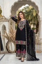 Yashvi Roman Silk Sequins Embroidered Palazzo Suit with Designer Dupatta