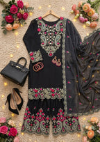 Yashvi Roman Silk Sequins Embroidered Palazzo Suit with Designer Dupatta