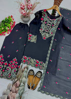 Yashvi Roman Silk Sequins Embroidered Palazzo Suit with Designer Dupatta