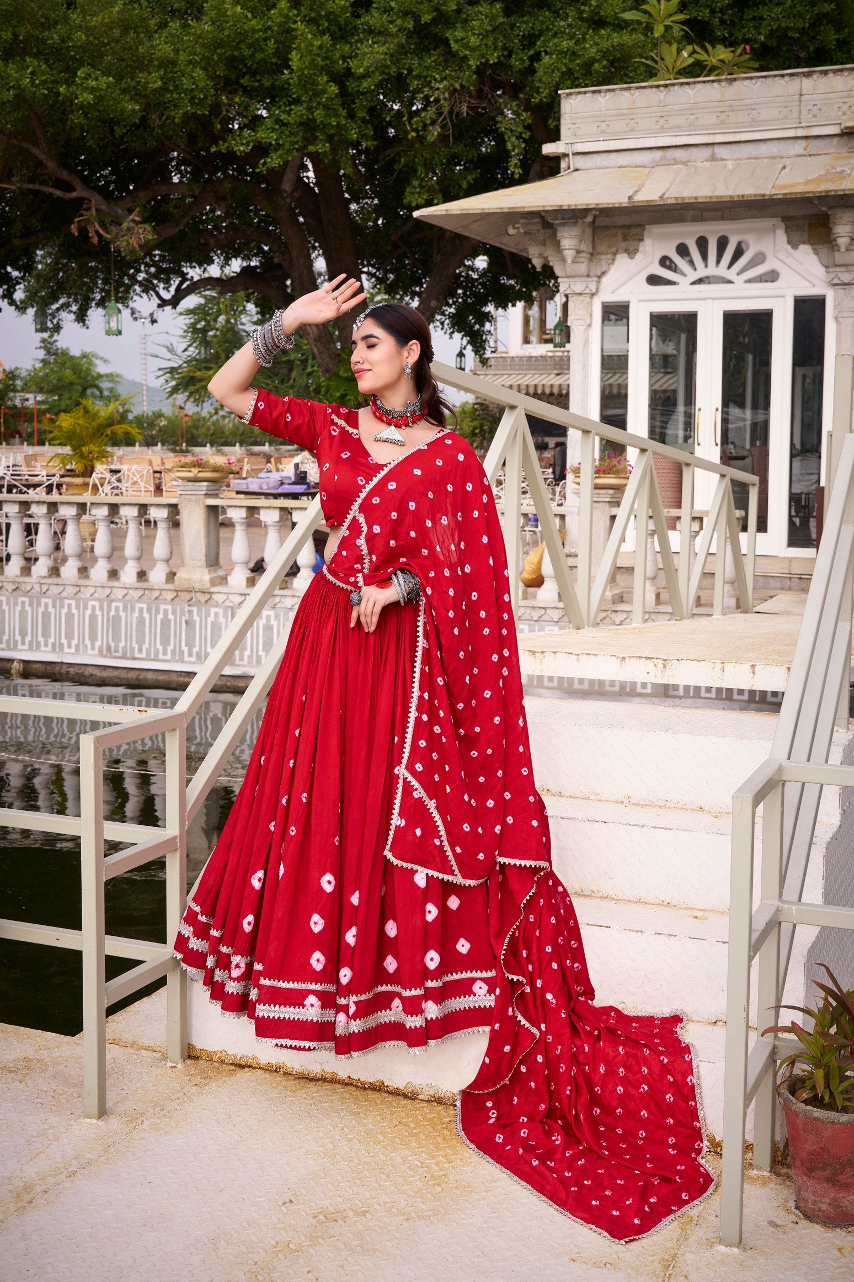 Roop Pure Chanderi Bandhej Print Lehenga Choli with Dupatta Set