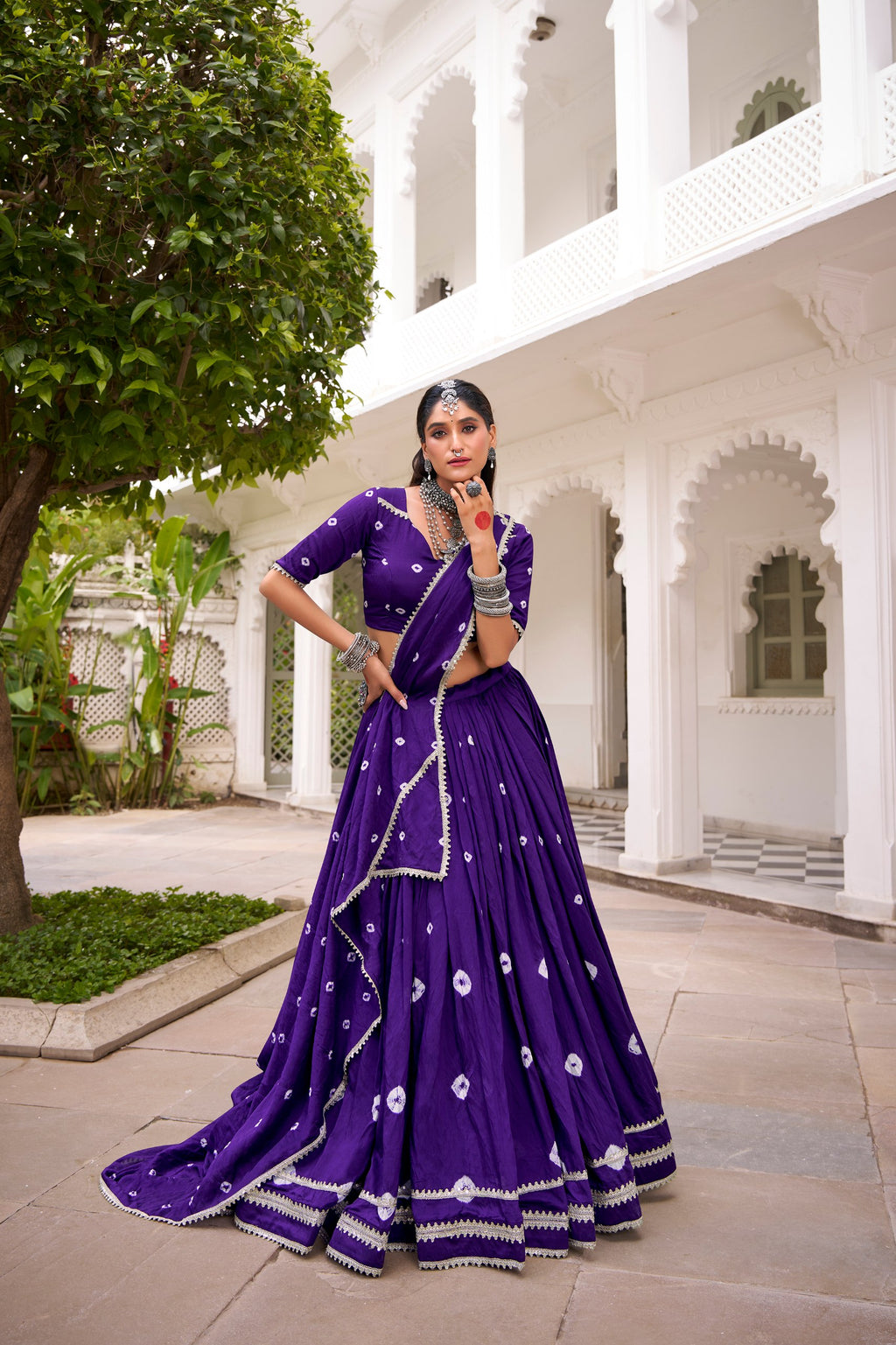 Roop Pure Chanderi Bandhej Print Lehenga Choli with Dupatta Set