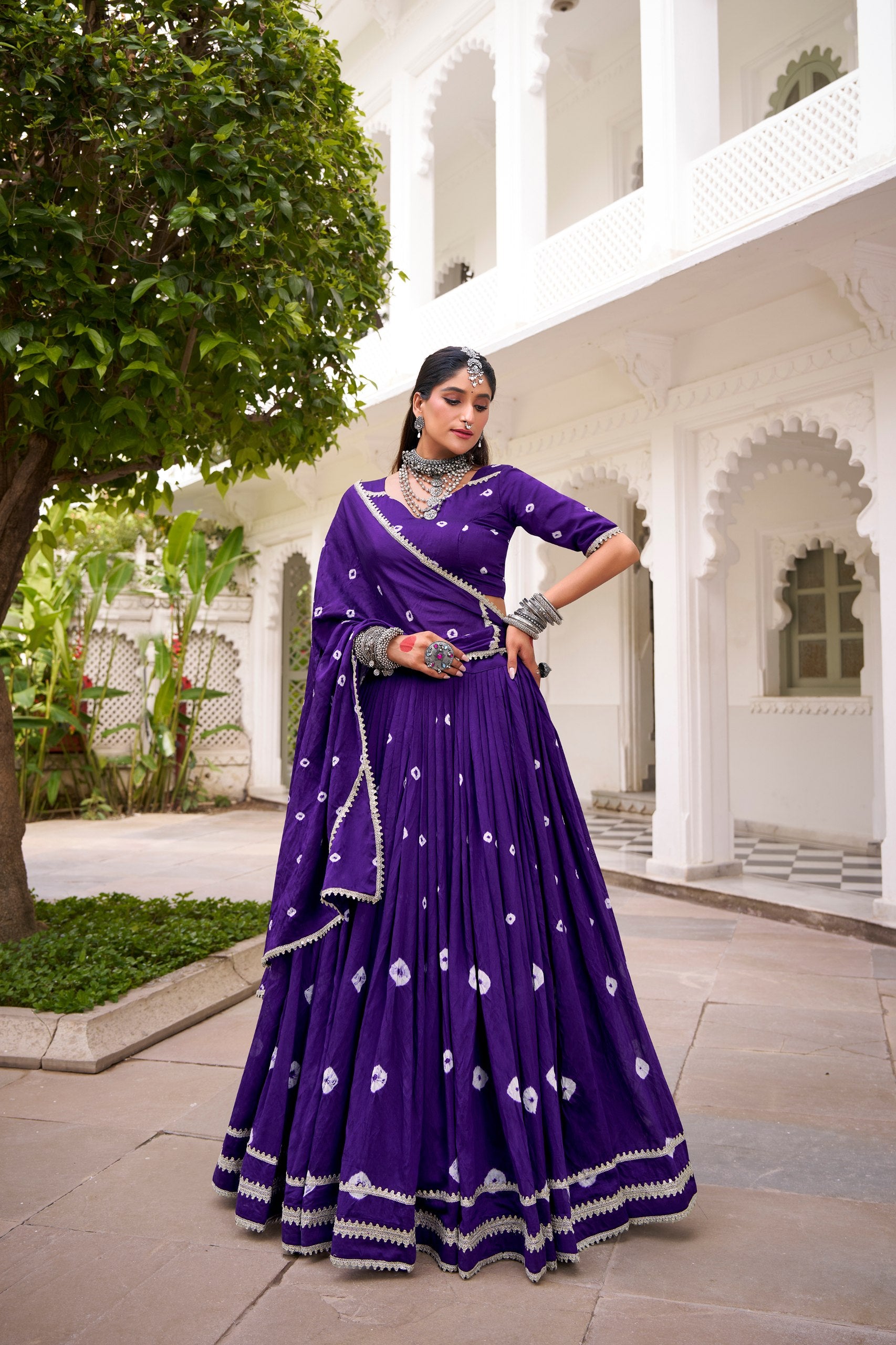 Roop Pure Chanderi Bandhej Print Lehenga Choli with Dupatta Set