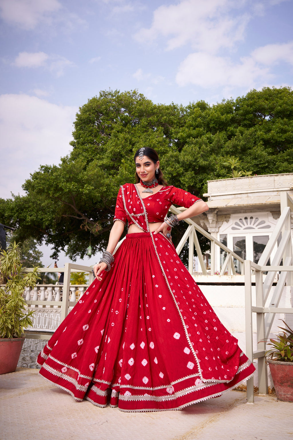 Roop Pure Chanderi Bandhej Print Lehenga Choli with Dupatta Set