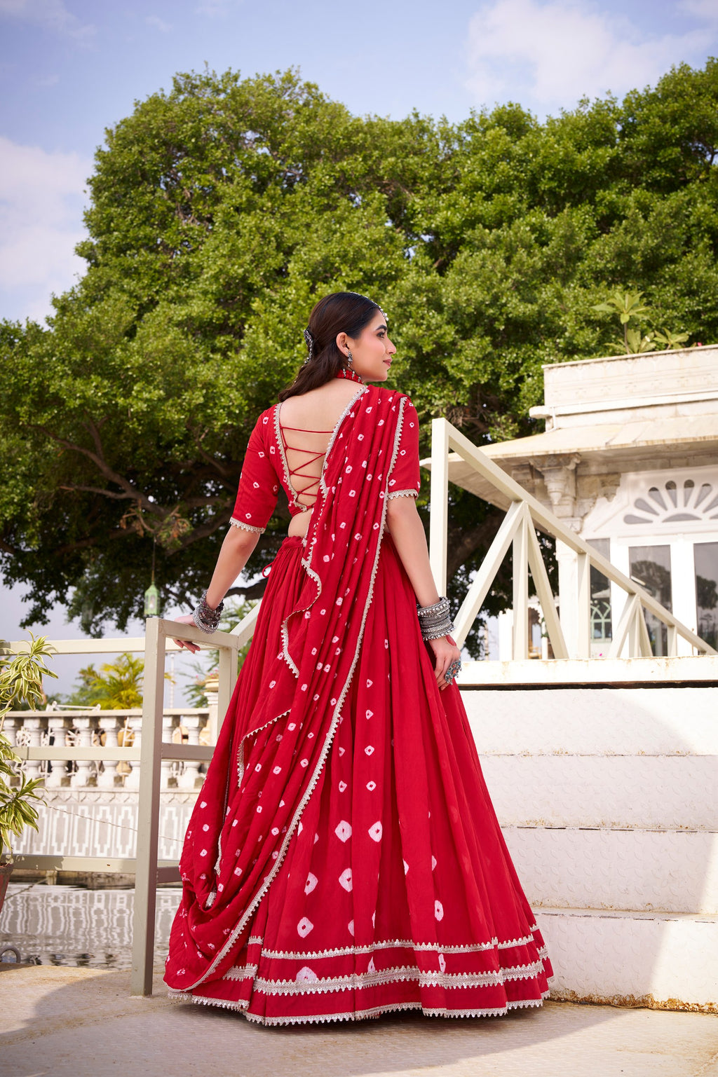 Roop Pure Chanderi Bandhej Print Lehenga Choli with Dupatta Set