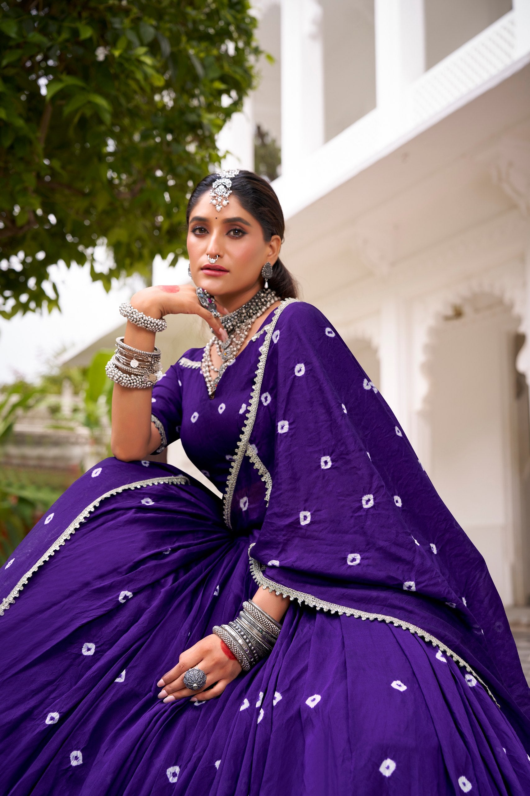 Roop Pure Chanderi Bandhej Print Lehenga Choli with Dupatta Set