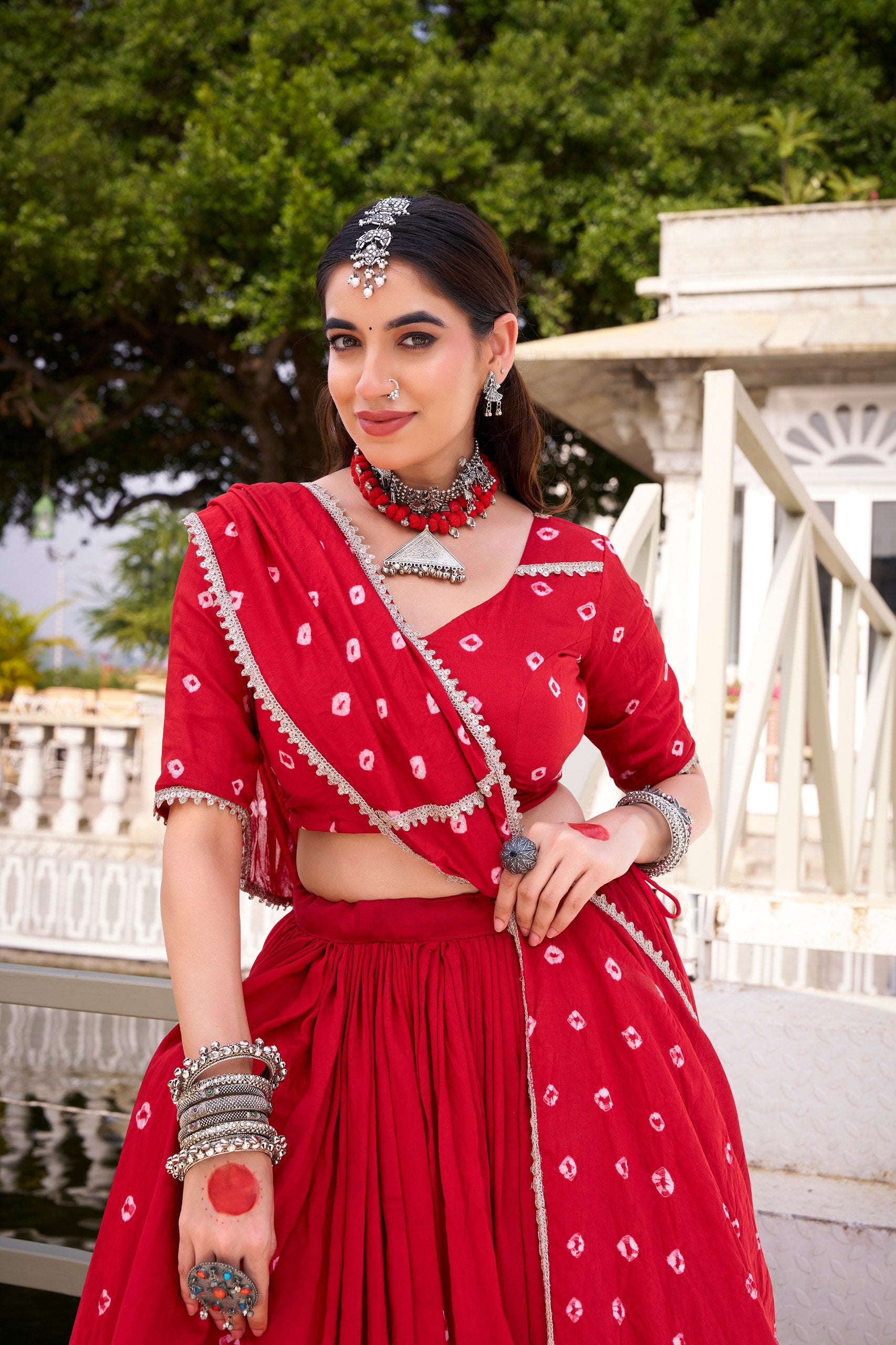 Roop Pure Chanderi Bandhej Print Lehenga Choli with Dupatta Set
