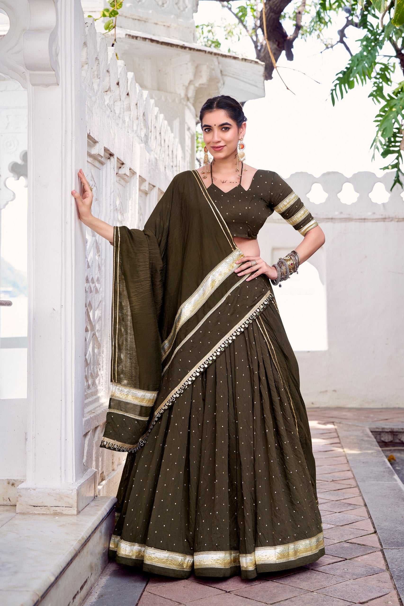 Sakhi Pure Chanderi Zari Woven Lehenga Choli with Dupatta