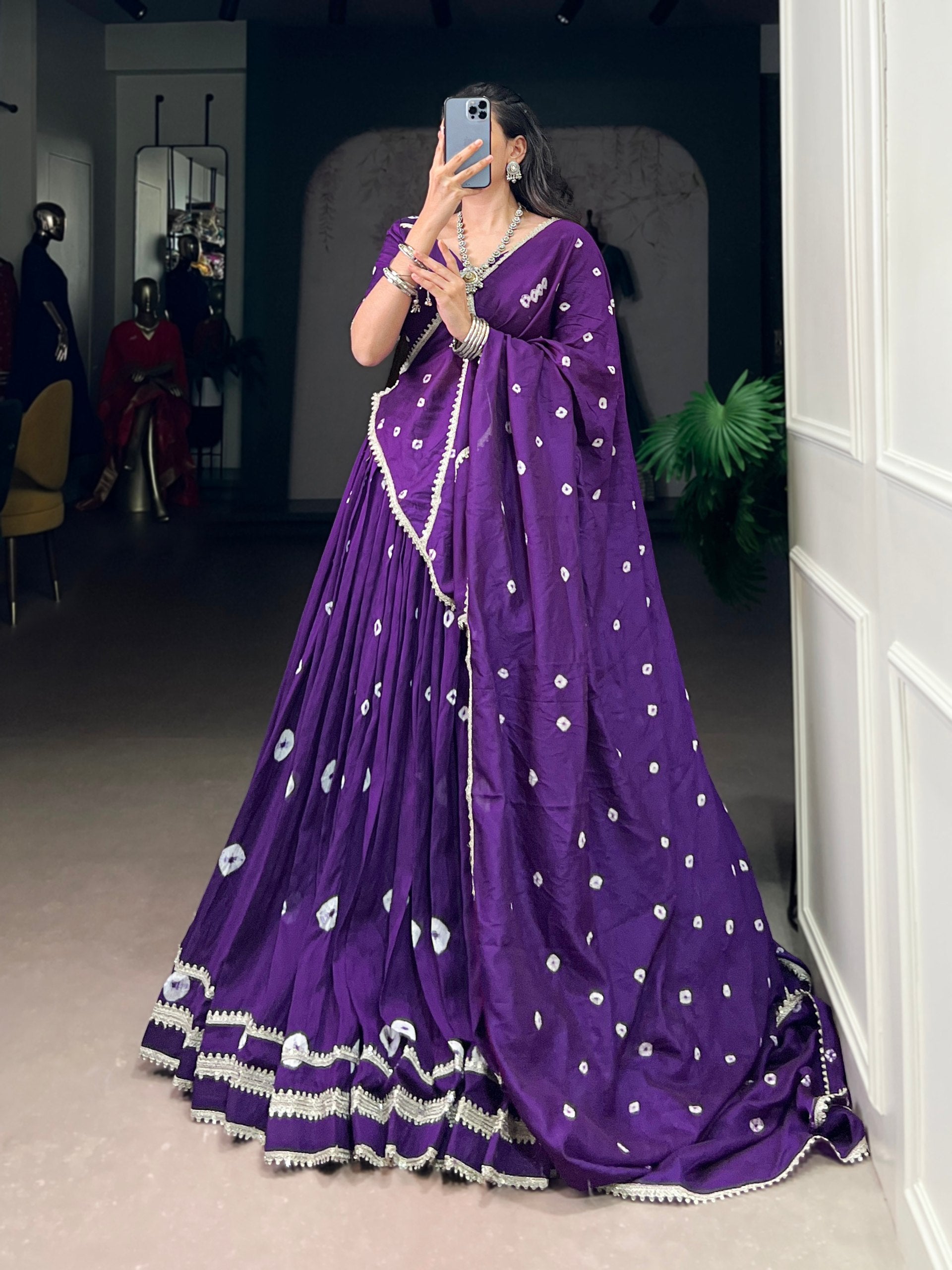 Roop Pure Chanderi Bandhej Print Lehenga Choli Set with Dupatta
